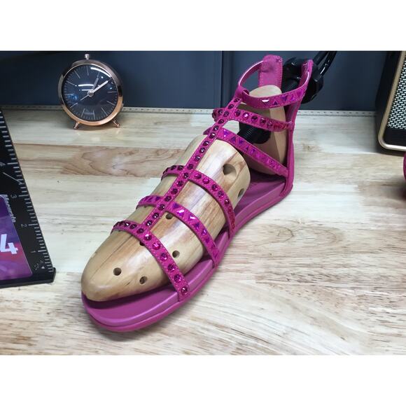 Kenneth Cole Reaction Slim Jewel Gladiator Flats Sandals Women's 8.5 Pink Zipper - Picture 6 of 7